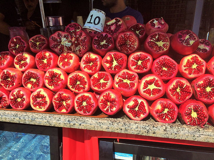 magranes, cistella de fruites, turc, mercat, decoració