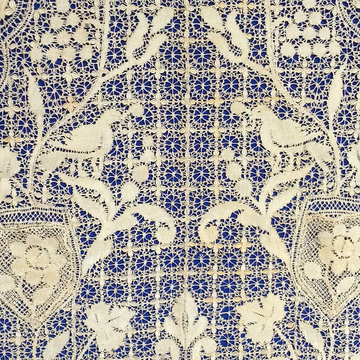 Maltské side, z hodvábu, 19. storočie, biela, priadze, pletenej textílie