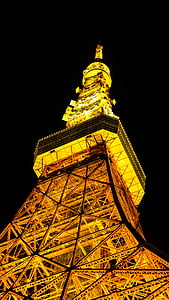 Menara Tokyo, Tokyo, Menara, Jepang, malam, pemandangan, bangunan