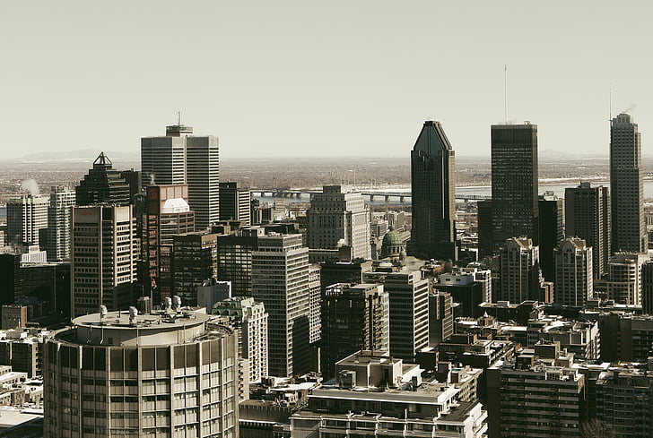 architectural, photographie, haute, montée, bâtiments, Montréal, ville
