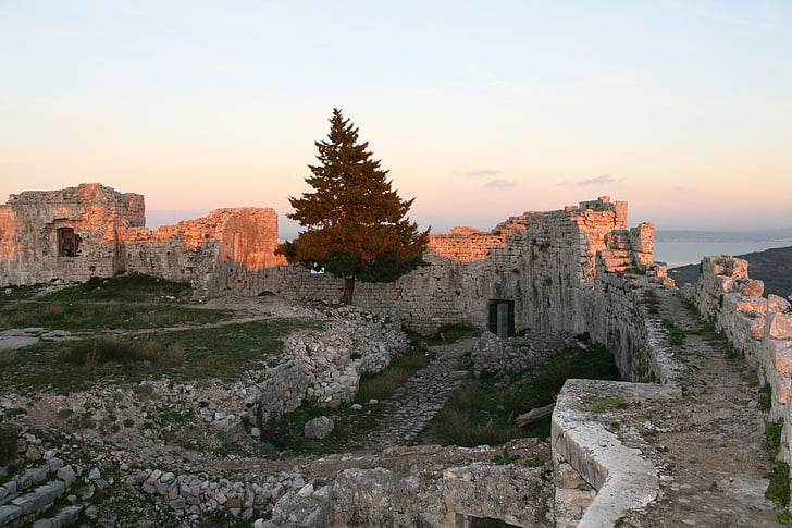 ruiny, Chorwacja, atrakcją, stary, Fort, Architektura, Historia