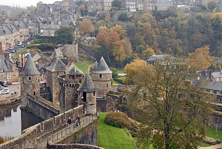 Frankrijk, ommuurde kasteel, gracht, Europa, oude, Bretagne, middeleeuwse