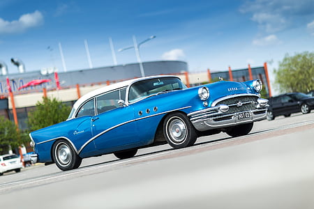 Buick, spesielle, 1955, gamle, bil, blå, klassisk