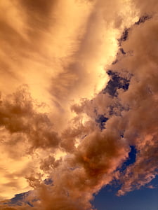Orange cloud, západ slnka, Sky, večer, daždivé