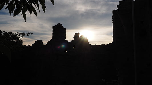 ruiny, Zamek, światło, ruiny philippe de cabassolle, Burgruine, Fontaine-de-vaucluse, Francja