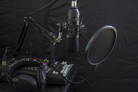 mikrofon, sluchátka, sluchátka s mikrofonem, rádio, zvuk, Studio, zařízení