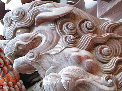 Temple, Japonais, sculpture sur, décoration, architecture