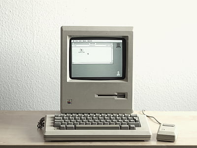 virou-se, computador, monitor, Macintosh, tecnologia, oldschool, vintage