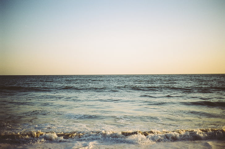 laut, laut, gelombang, Pantai, alam, matahari terbenam, musim panas