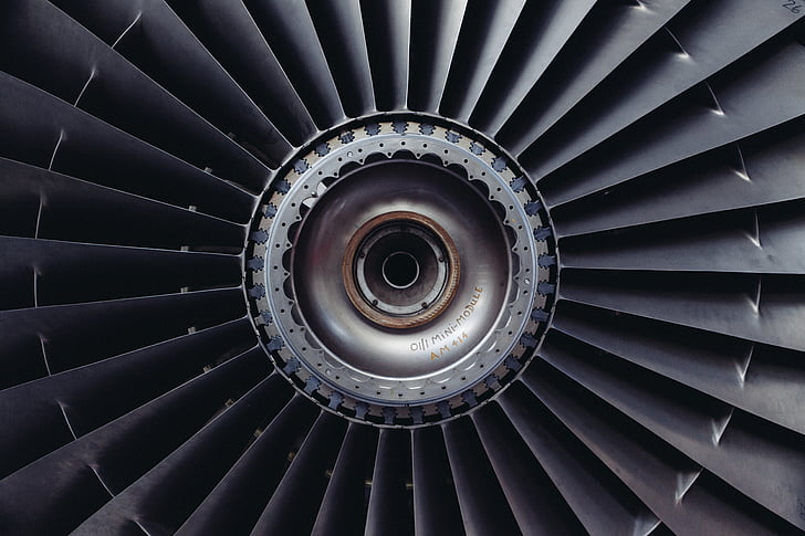 macroshot, сірий, чорний, гвинт, повітряно-реактивний двигун, турбіна, Реактивний літак