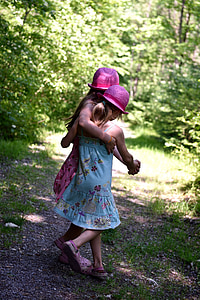 human, children, girl, out, nature, away, together