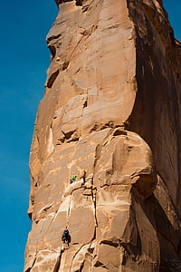 climbing, rappelling, rope, cliff, landscape, abseiling, outdoors