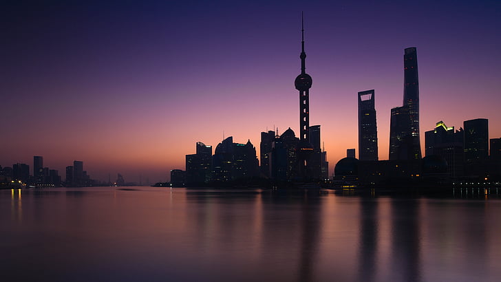 shanghai, sunrise, urban Skyline, cityscape, skyscraper, architecture, urban Scene