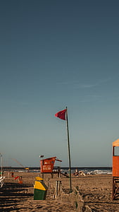 bendera, laut, pemandangan, musim panas, langit, Costa, pasir