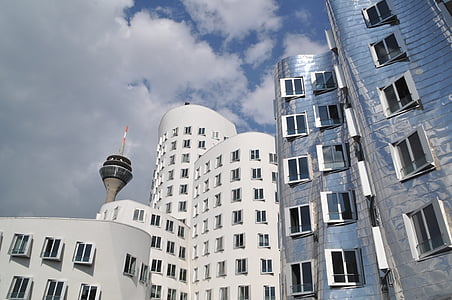 Gehry bangunan, Düsseldorf, Media harbour, arsitektur, fasad, Gehry, modern