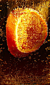 Orange, kaca, dekorasi, diterangi, fenomena cahaya, pukulan, gelembung udara