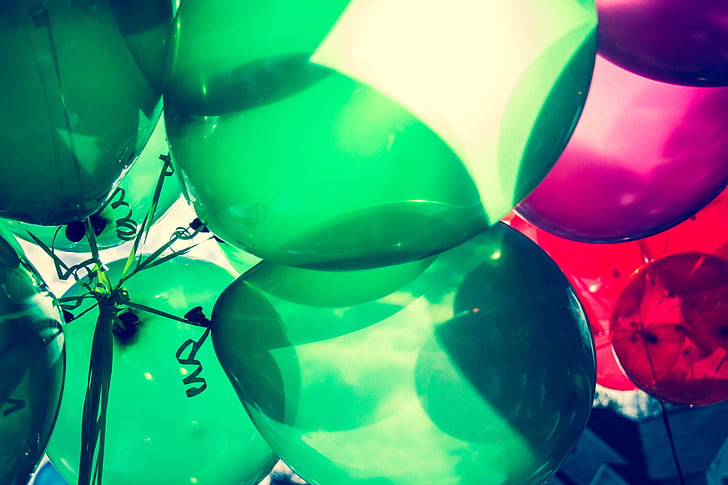 kunst, ballonnen, verjaardag, helder, vieren, viering, Close-up