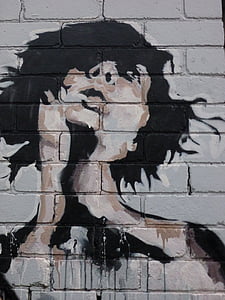 graffiti, sztuka ulicy, osoba, portret