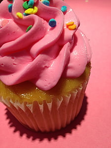 Cupcake, desszert, édes, cukor, pékség, krém, rózsaszín
