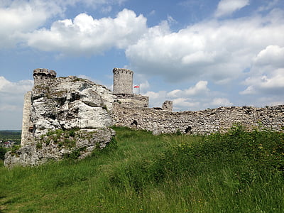 Ogrodzieniec, Polônia, o Museu, Castelo, Monumento, as ruínas do, as paredes