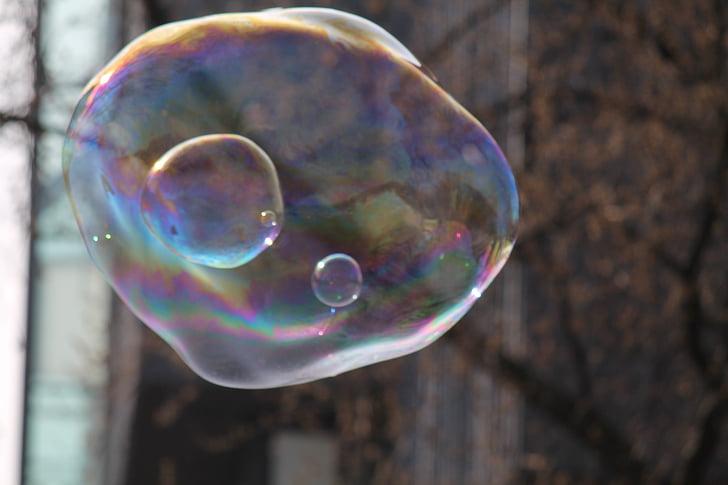 soap bubble, light, iridescent, sun, mirroring, magic, cheerful