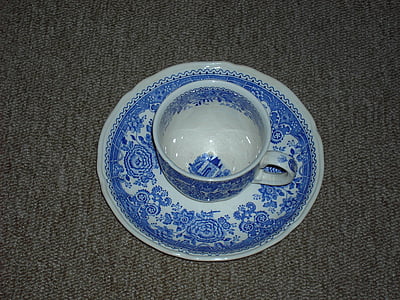 šálek kávy, stolní nádobí, porcelán, starožitnost, modrá, pohár, nádobí