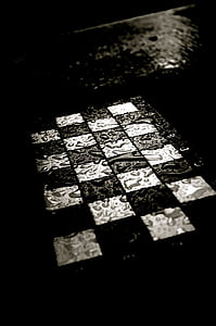 шах, шахматна дъска, дъжд, вода, мокър, Черно, бяло