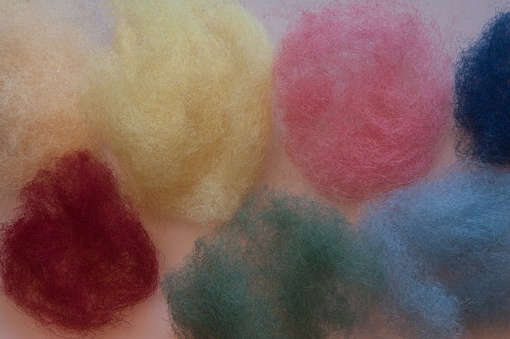 wool felt, sheep's wool, colored raw wool, colorful, tinker, play, craftsmanship