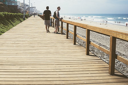 Strand, Urlaub, Menschen, Promenade, Meer, Urlaub, zu Fuß