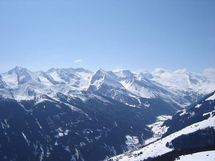 Alpi, kalni, sniega, ziemas