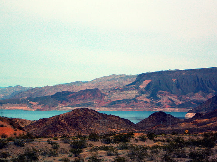 bergen, Canyon, Arizona, Rocks, Lake mead, Nevada, väg resa