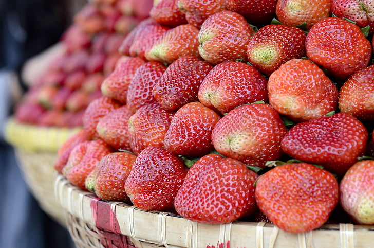 Erdbeeren, rot, Dalat, Vietnam, Süß, Früchte, schöne Augen