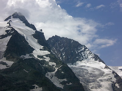 mountains, bad weather, weather front, grossglockner, clouds, blue, grey