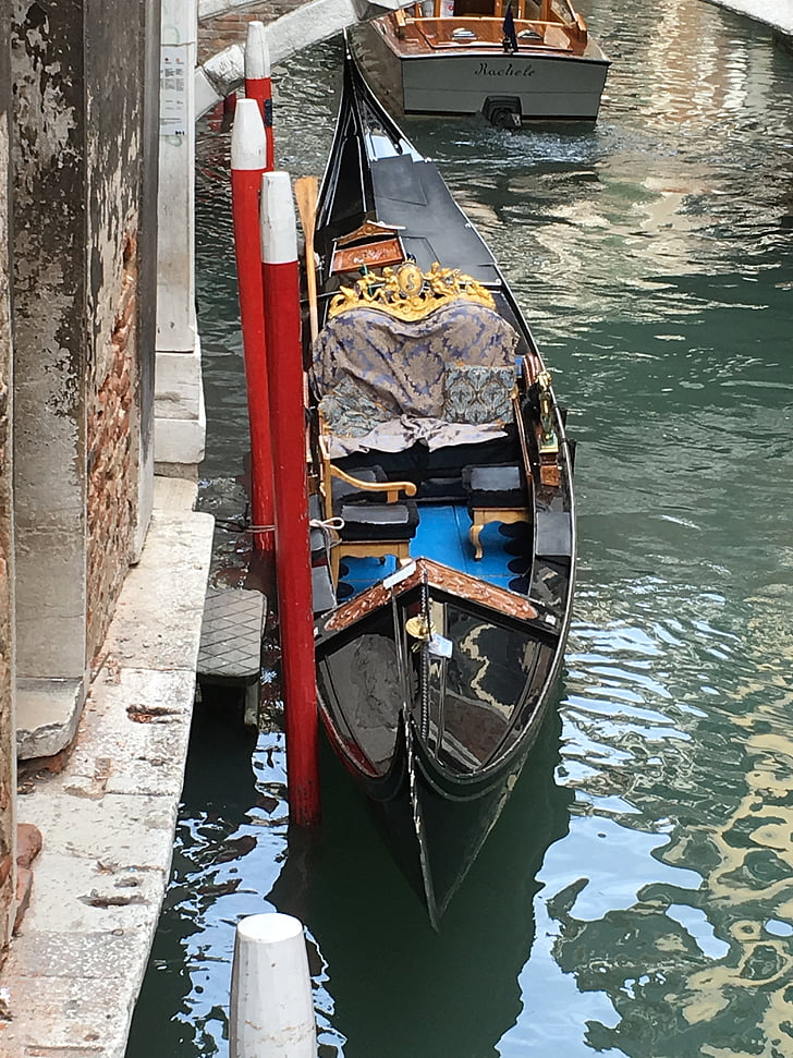 Venezia, gondol, kanal, Italia, vann, båter