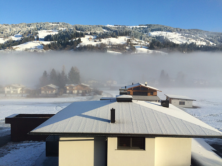 winter, mist, Alpen, natuur, sneeuw, zon, hemel