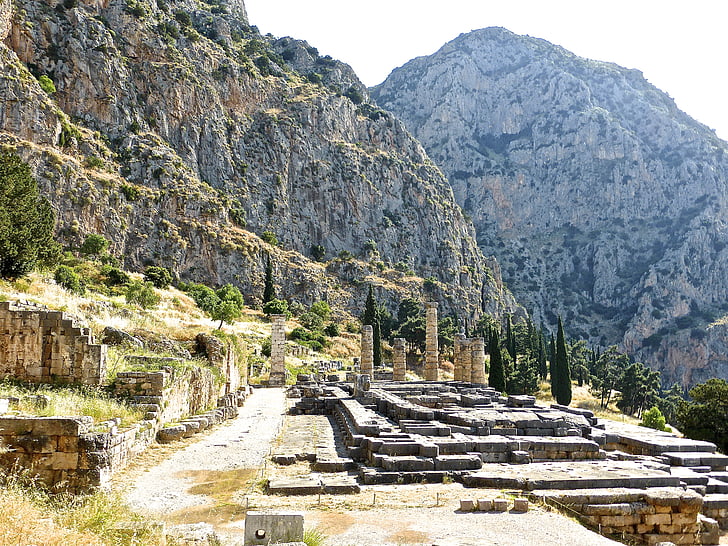 Delphi, ruiny, Historie, starožitnost, starověké, Řecko, staré