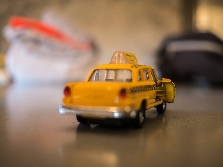 taxi, gul, bil, transport, leksak, fordon, Cap