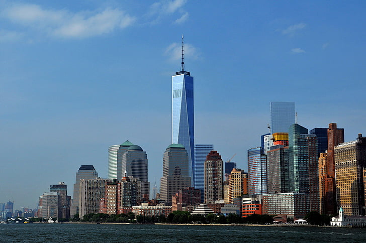 sea, cityscape, daytime, City, skyline, One World Trade Center, skyscraper