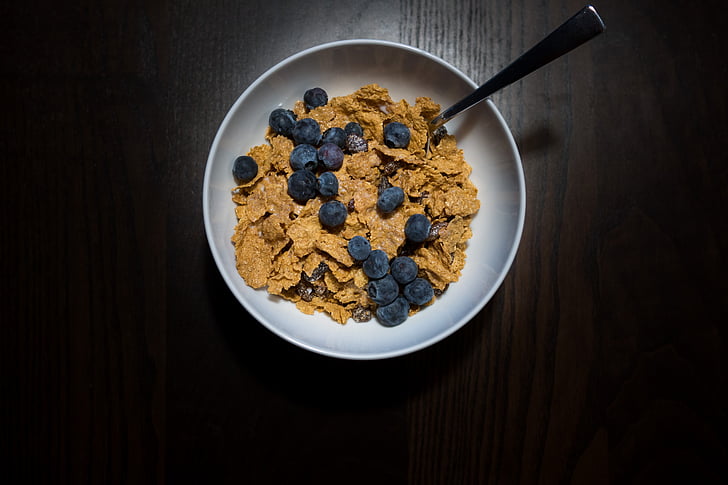 breakfast, blueberries, wood, bowl, cereal, food, breakfast Cereal
