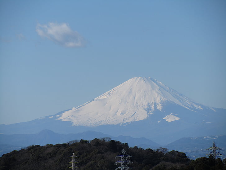 mt fuji, kamakura, ten-en hiking trails, new year's day, mountain, snow, landscape