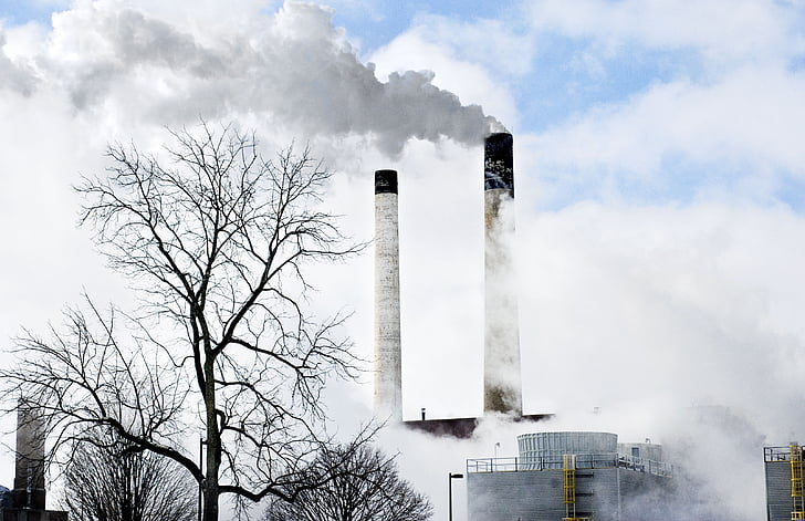 cheminées, centrale électrique, puissance, fumée, pollution, industrie, énergie