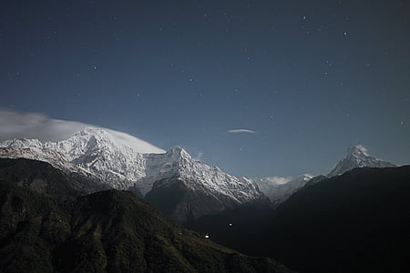 Alpine, noche, Galaxia, montañas, noche, rocas, cielo