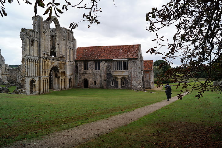 Castle acre priory, kyrkan, Abbey, ruinerna, byn, Castle acre, Norfolk