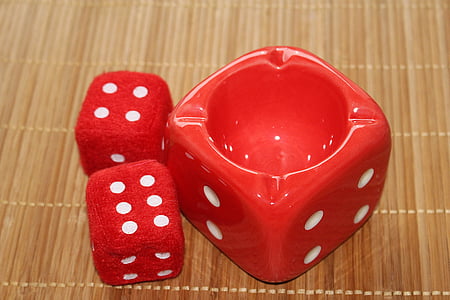 Cube, Aschenbecher, rot, Glücksspiel, Holz - material