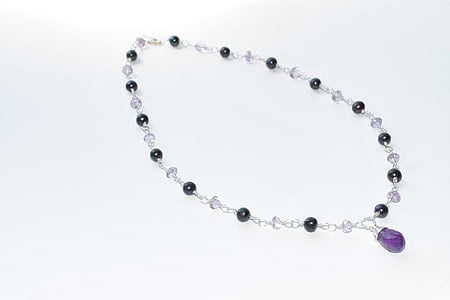 pearl necklace, necklace, black pearls, amethyst, luxury, jewel, gemstone