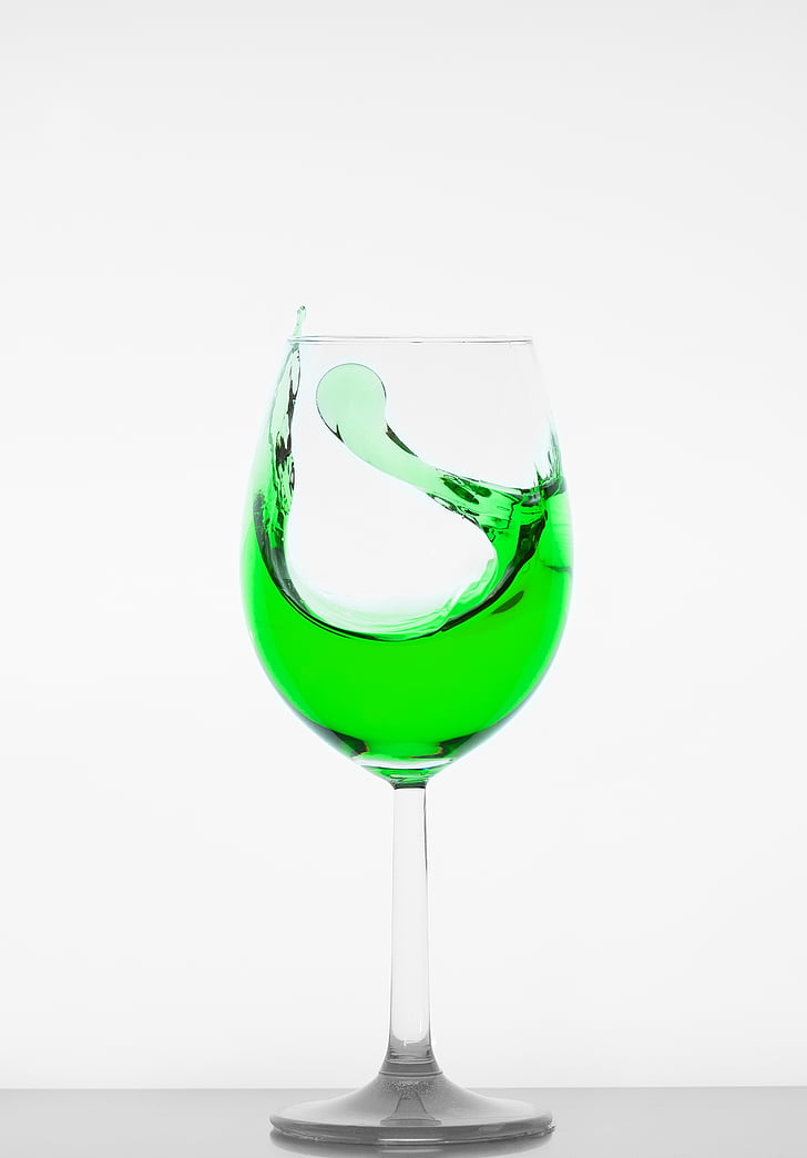 steklo, kozarec vina, tekočina, zelena, kristalnega stekla, pitje skodelico, pregleden