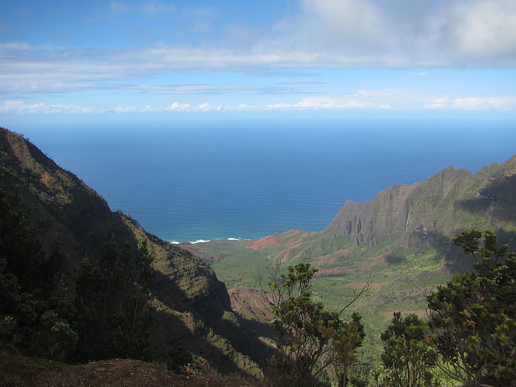 Hawaje, góry, morze, krajobraz, Natura, góry, linia brzegowa