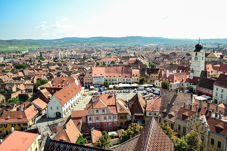 Sibiu, město, věž, Architektura, cestování, Rumunsko, cestovní ruch