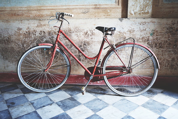 bicicleta, retro, azulejos, rueda, rueda de manejo, los pedales, bicicleta