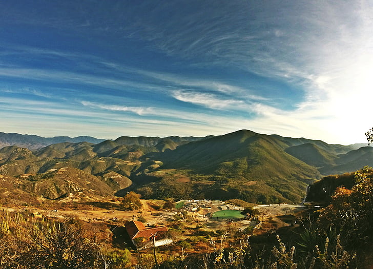 krajina, Fotografie, zelená, údolí, modrá, bílá, obloha